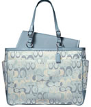 blue coach diaper bag.