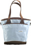 Blue and brown diaper bag.