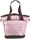 Chocolate and pink tote diaper bag.