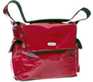 Red Fleurville diaper bag.
